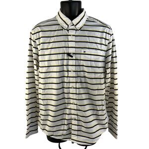 New Mens Tommy Hilfiger Long Sleeve Button Down Shirt Size Medium White Striped
